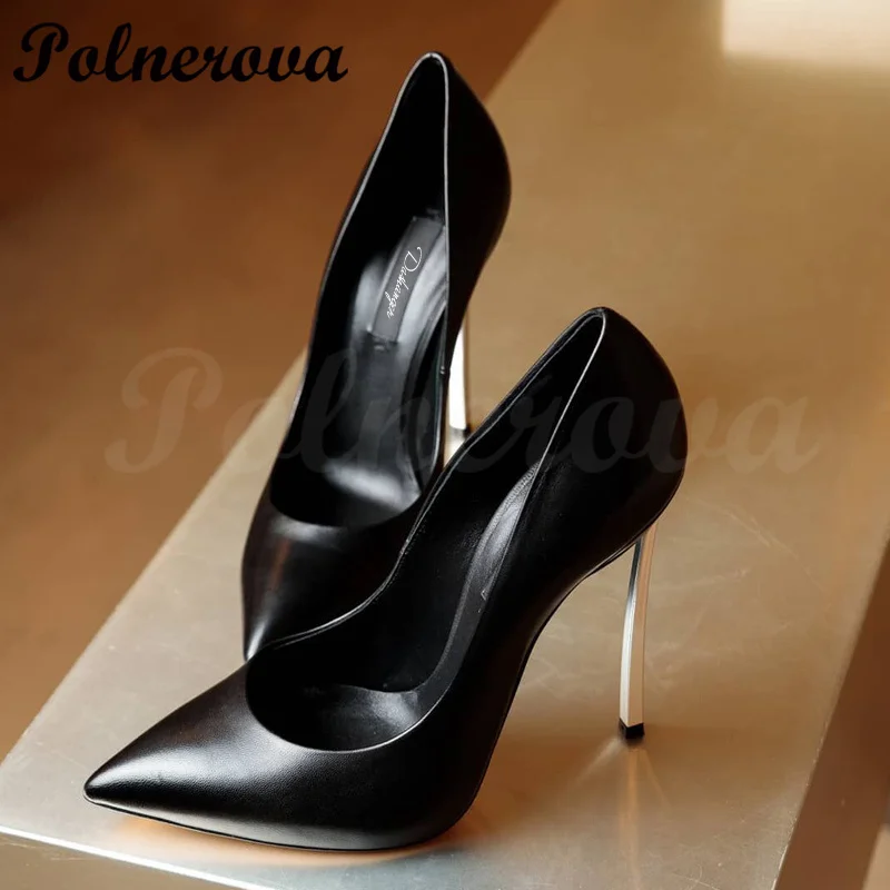 Autumn New Pointed Toe High-Heels Stiletto Sexy Shallow Mouth Simple All-Match Black Catwalk Women's Single Shoes Party Pumps