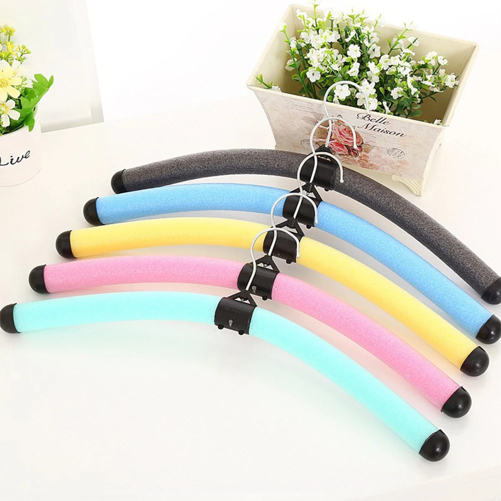 10 PCS Colorful Foam Sponge Coat Hangers Bendable Flexible Rack For Outdoor Camp Travel Wide Shoulder Non-Slip Clothes Storage