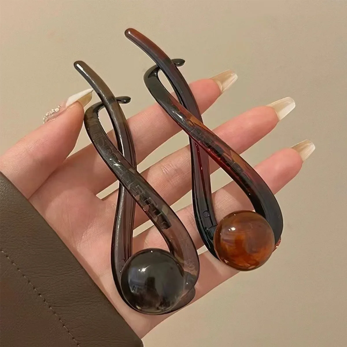 Twist Hair Clip Plastic Acrylic Bead Imitation Pearl Hairpin Twisted Design Women Hair Accessories
