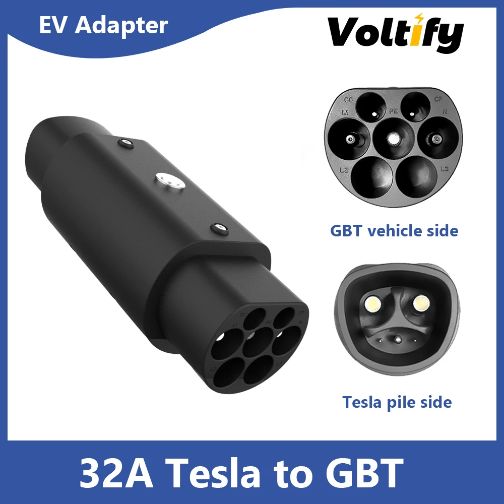 

EV Connector Adaptor 32A for Tesla To GBT EVSE Adapter Electric Cars Vehicle Charger 250V Charging Connector Single Phase