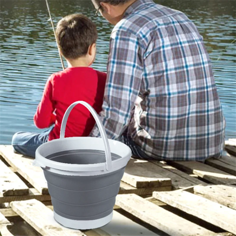 3-10L Collapsible Bucket Round Silicone Bucket Laundry Car Washing Bucket Outdoor Fishing Travel Camp Bucket Household Storage