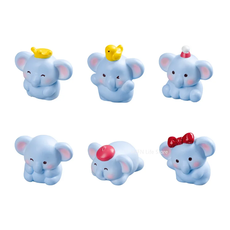 Resin Cartoon Elephant Ornaments Creative Cute DIY Animal Model 3D Elephant Micro Landscape Yard desk decoration