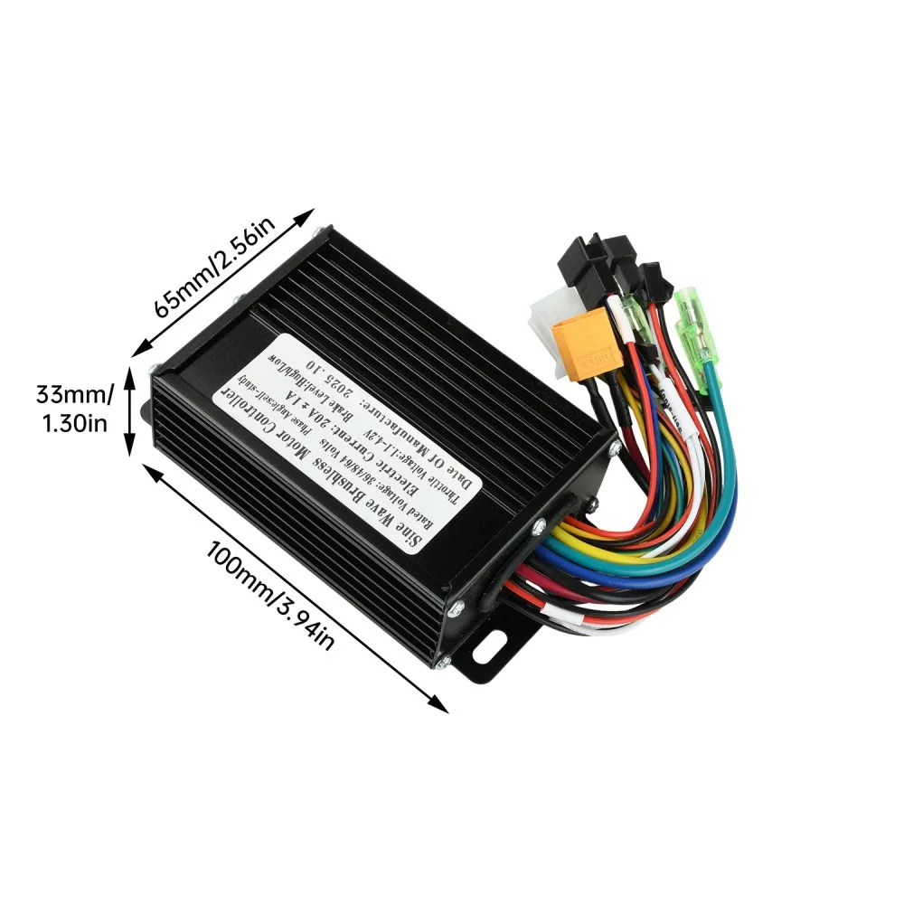 DC36V/DC48V 350W-500W 브러시리스 모터 컨트롤러 전기 자전거 20A 블랙 알루미늄 합금 사인파 DC 전기 모터 컨트롤러