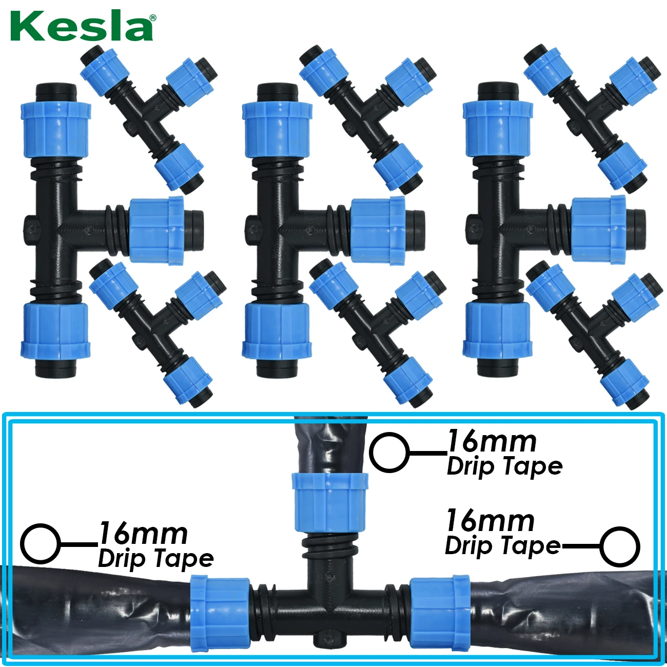 

20PCS Greenhouse Drip Tape for Irrigation 16mm Hose Repair 5/8'' Couplings Tee 3-Way Quick Connector Thread Lock Extension Joint