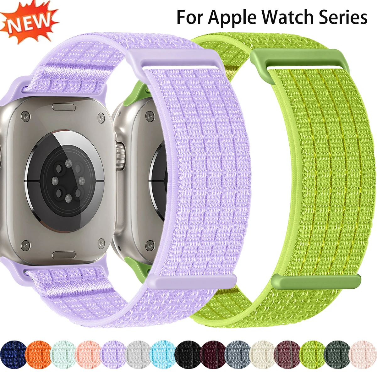 Durable Nylon Loop Strap for Smartwatch - Adjustable Band Bracelet, Various Sizes Available