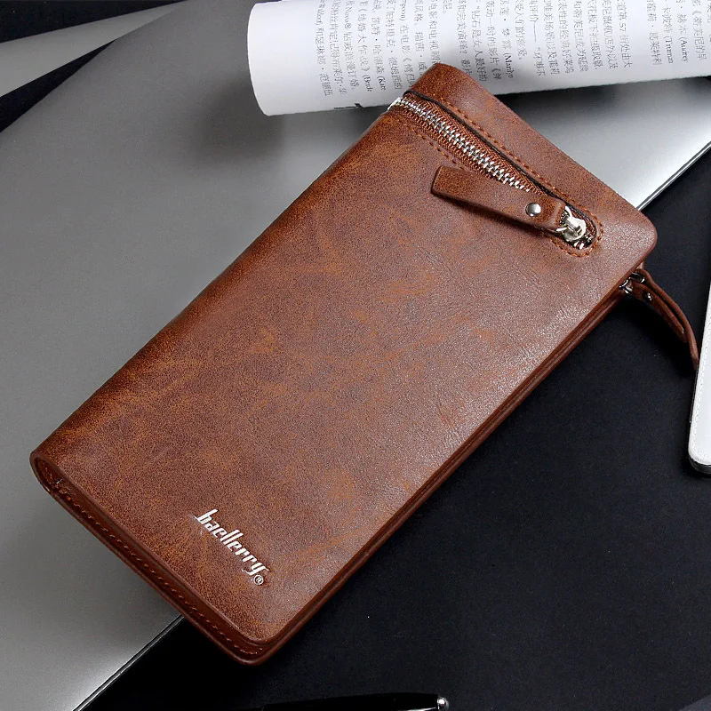 Business Handbag Men's Long Wallet Zippered Clutch Phone Purse