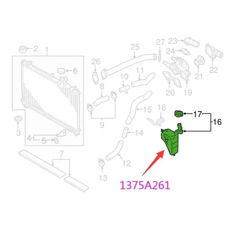 Coolant Overflow Tank 1375A261 1375A467 Coolant Overflow Tank For Mitsubishi Outlander III 2012-GF2W GF3W GF7W GF8W GG2W