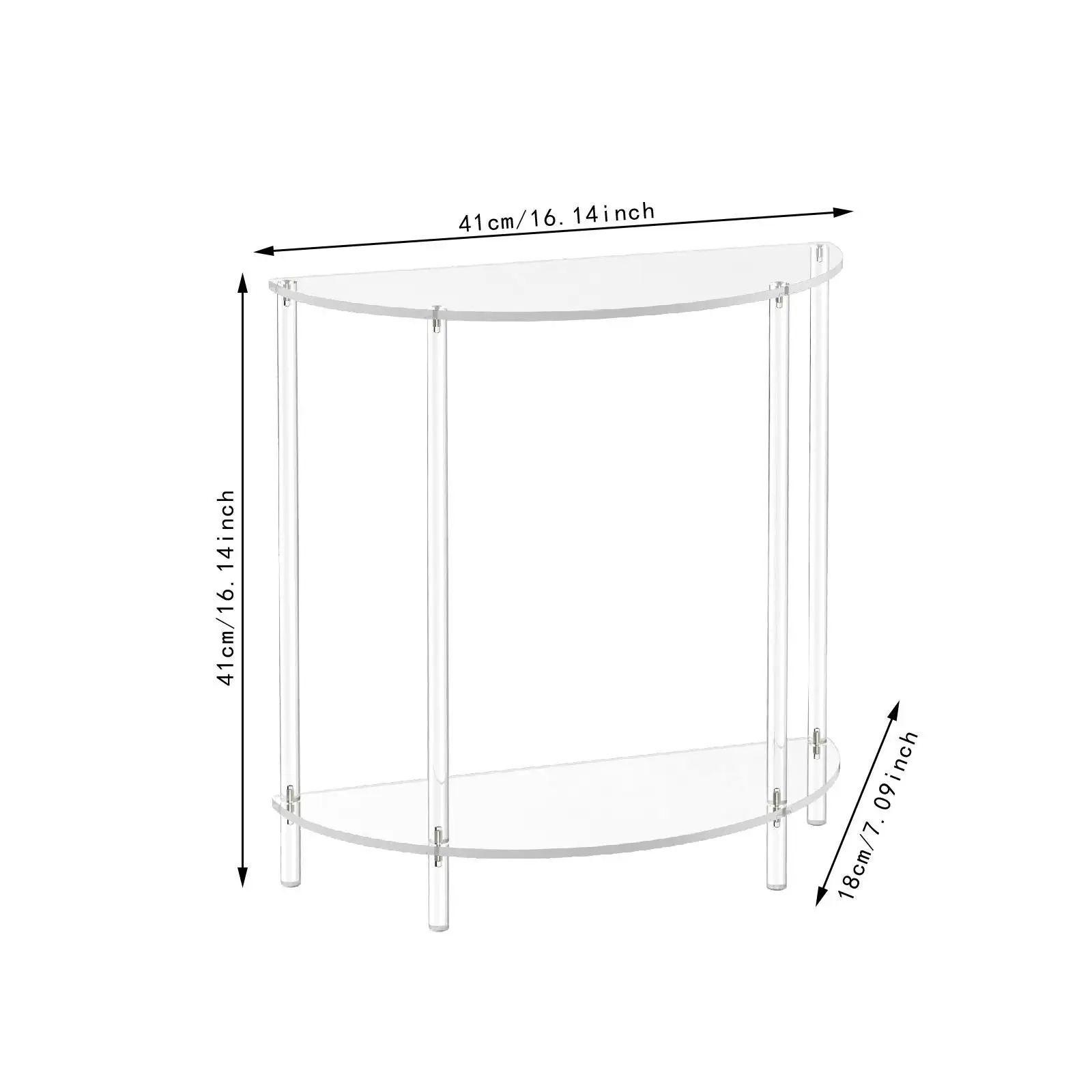 Acrylic Side Table Minimalist Accent Table Easy Assembly Portable Clear End Table 2 Tier Nightstand for Home Bathroom Decor