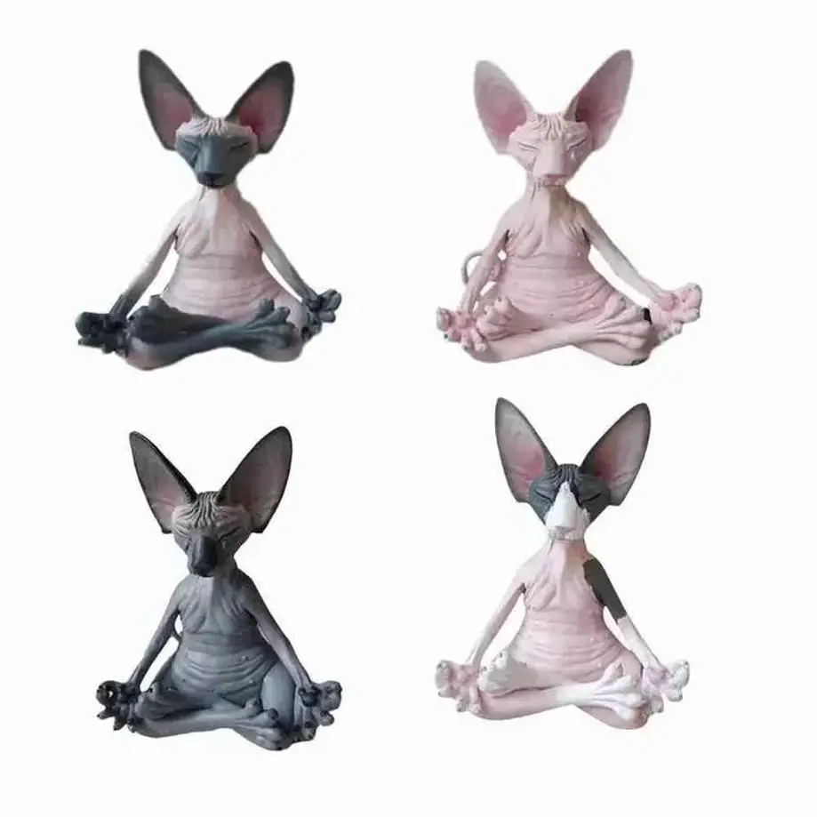 1 Pcs New Creative Meditation Kitten Leisure Atmosphere Garden Home Outdoor Resin Ornaments Mini Ornaments