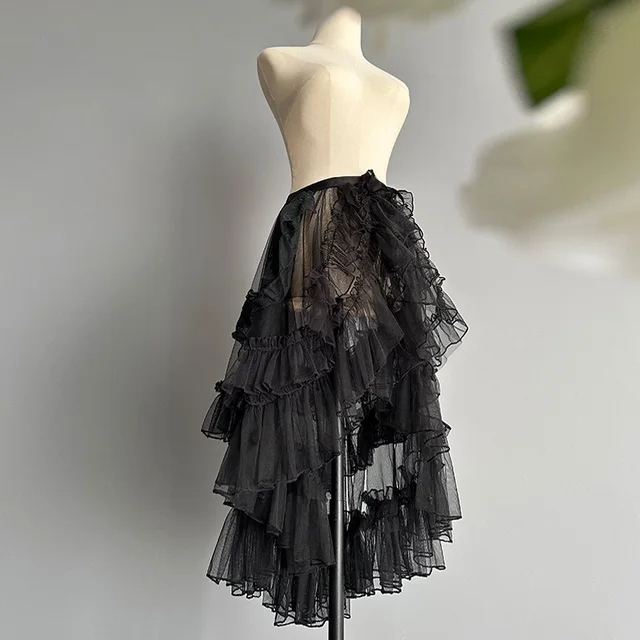 Gothic Lolita Lace Layer Mesh Ruffles Skirts for Women Gothic Lolita Lace Layer Mesh Ruffles Skirts for Women