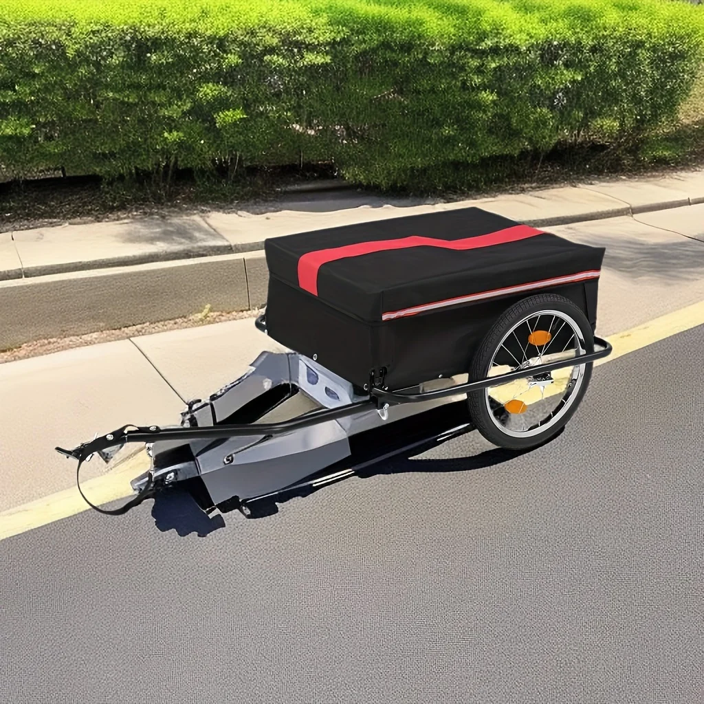 

Steel 100kg 16 Inch Quick Release Wheel Cloth Pocket Trailer Bicycle Trailer Rack Electric throttle Scooter trottle Ebike headli