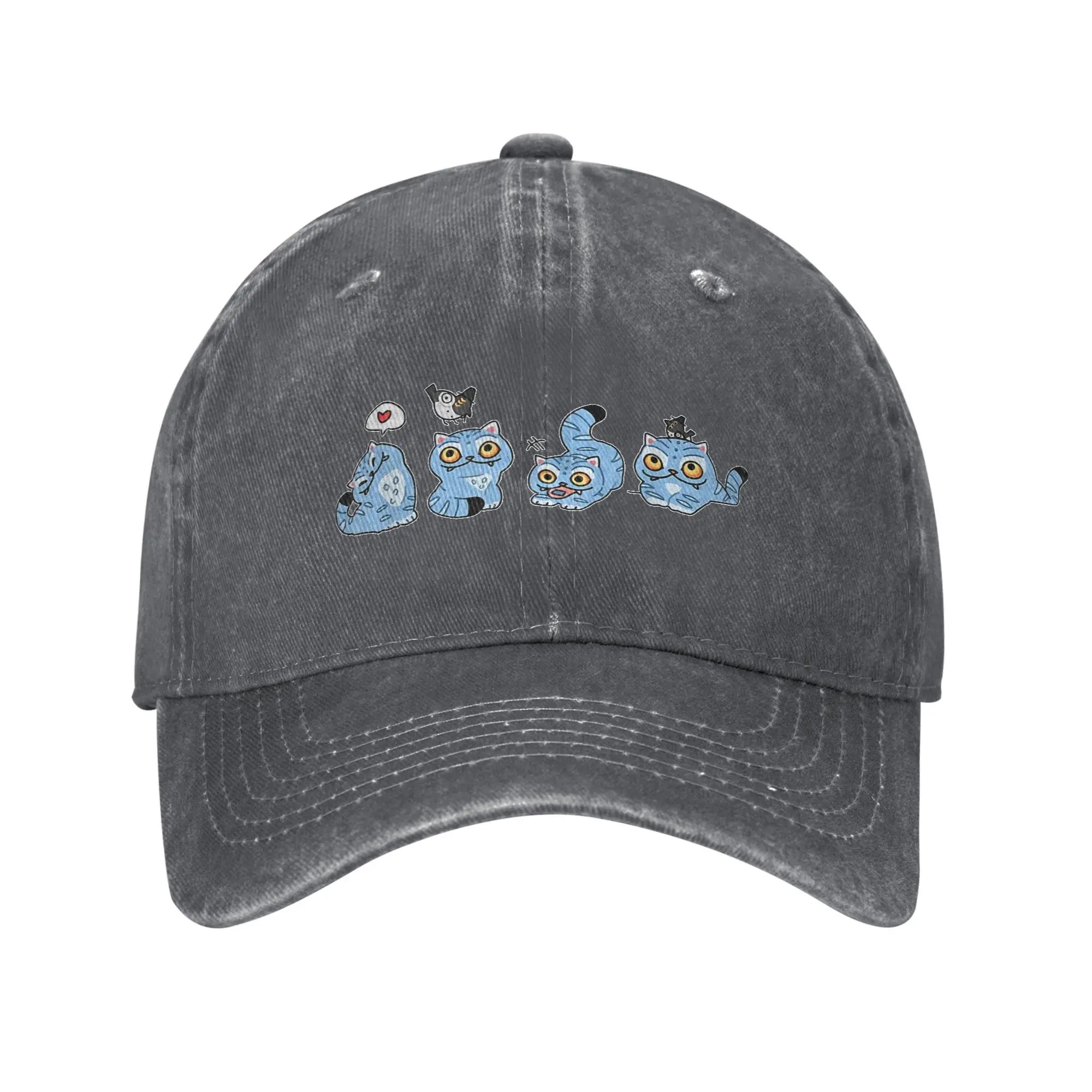 Funny Demon Design Cap Washed Denim Baseball Cap  display picture 2
