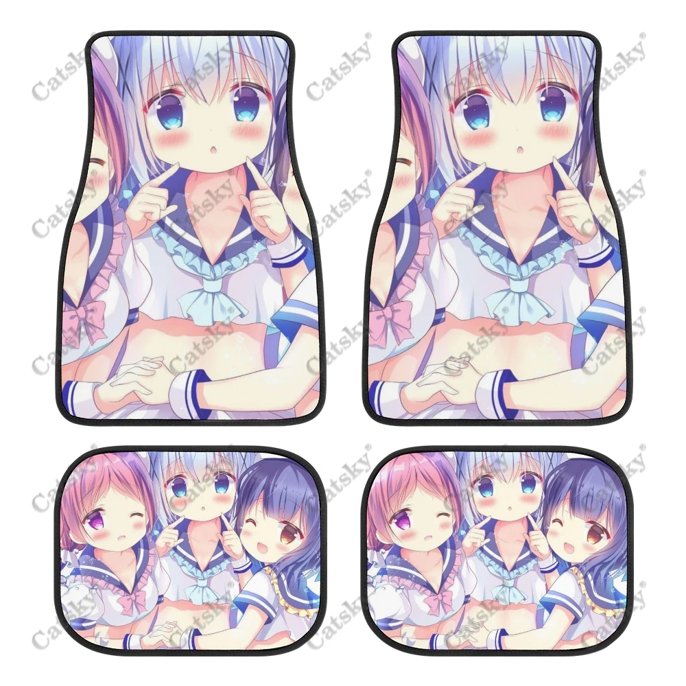 

Коврики для пола автомобильные из 4 предметов, универсальные коврики в стиле аниме Чино кафгу для мужчин и женщин, для любых погодных условий, передние и задние автомобильные коврики для внедорожников