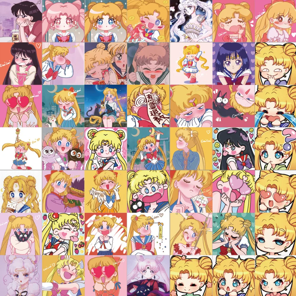 52pc Sailor Moon adesivi per biciclette Water Ice Moon adesivi per Anime custodia per telefono casco Skateboard adesivi per auto bici impermeabili