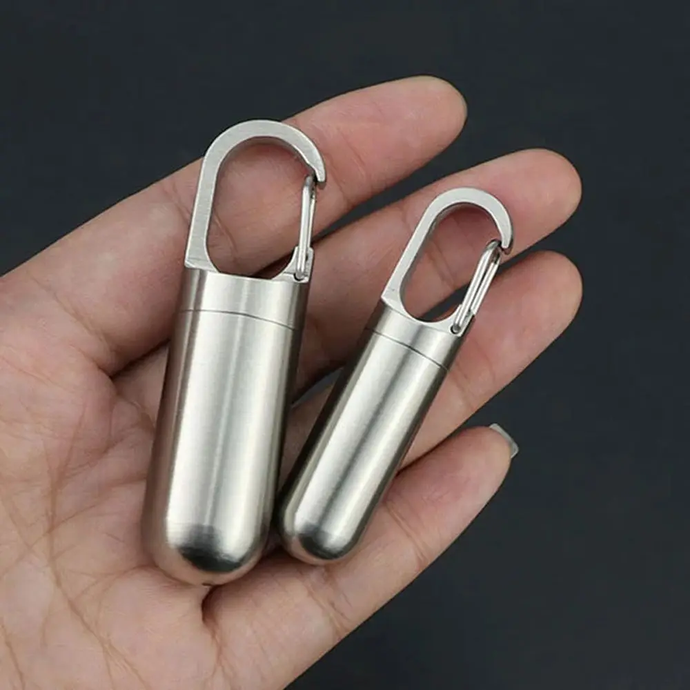 

Hang Buckle Stainless Steel Medicine Tablet Container Medicine Pill Box Travel Pill Case Capsules Organizer Granule Storage Box