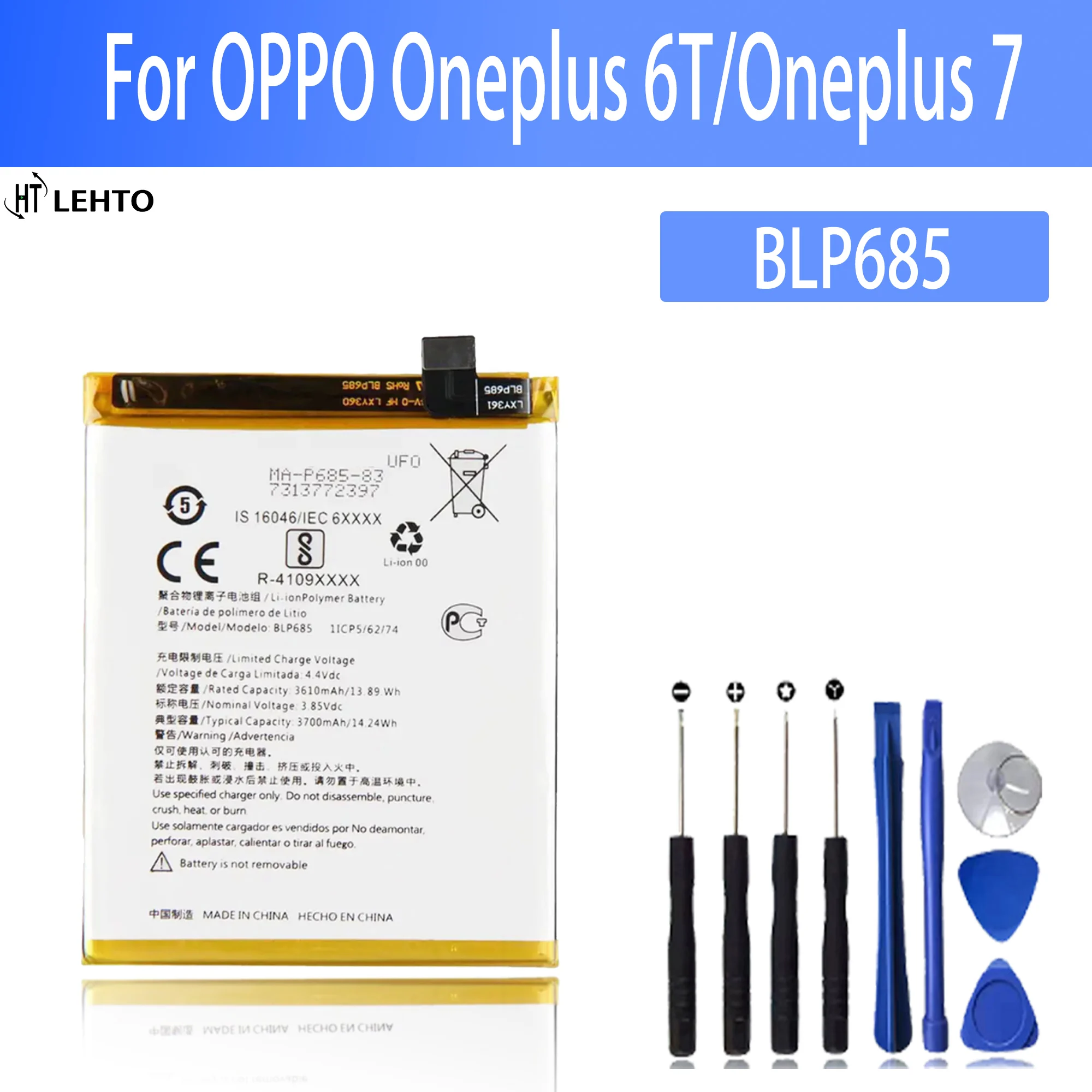 

100% BLP685 Battery For oppo 1+6T/1+7 phone Batteries