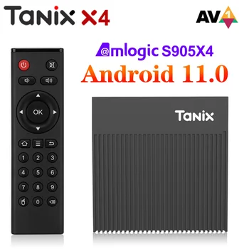 Tanix-X4 Amlogic S905X4 TV 박스, 안드로이드 11.0 4GB 32GB 와이파이 지원 AV1 4K 구글 보이스 어시스턴트 유튜브 미디어 플레이어