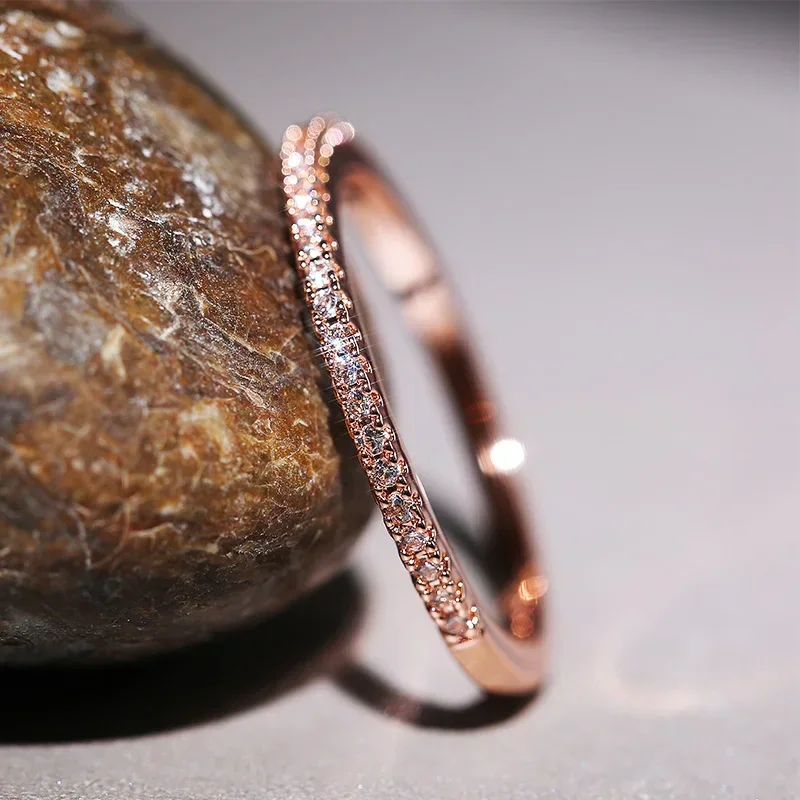 Women Wedding Rings Minimalist Thin Brilliant Cubic Zircon Versatile Female Finger Ring Jewelry 2025 womens ring