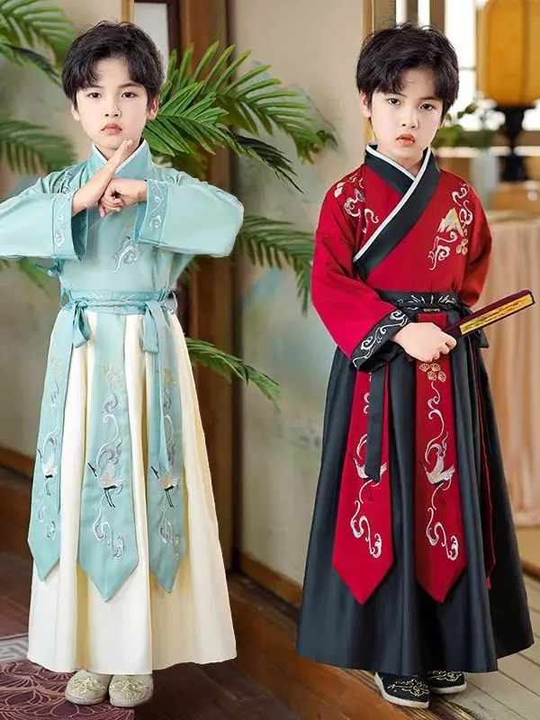 

Children's Hanfu Men's And Women's Suits Chinese Style Costume Ancient Crossed Collars Hanfu Tang Suits