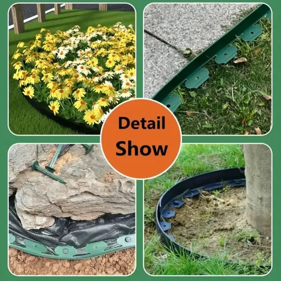 Garden Greening Grass Stone Divider With Thick Soil Barrier Slatted Lawn Garden Tree Ring L-Shaped Divider Root Belt
