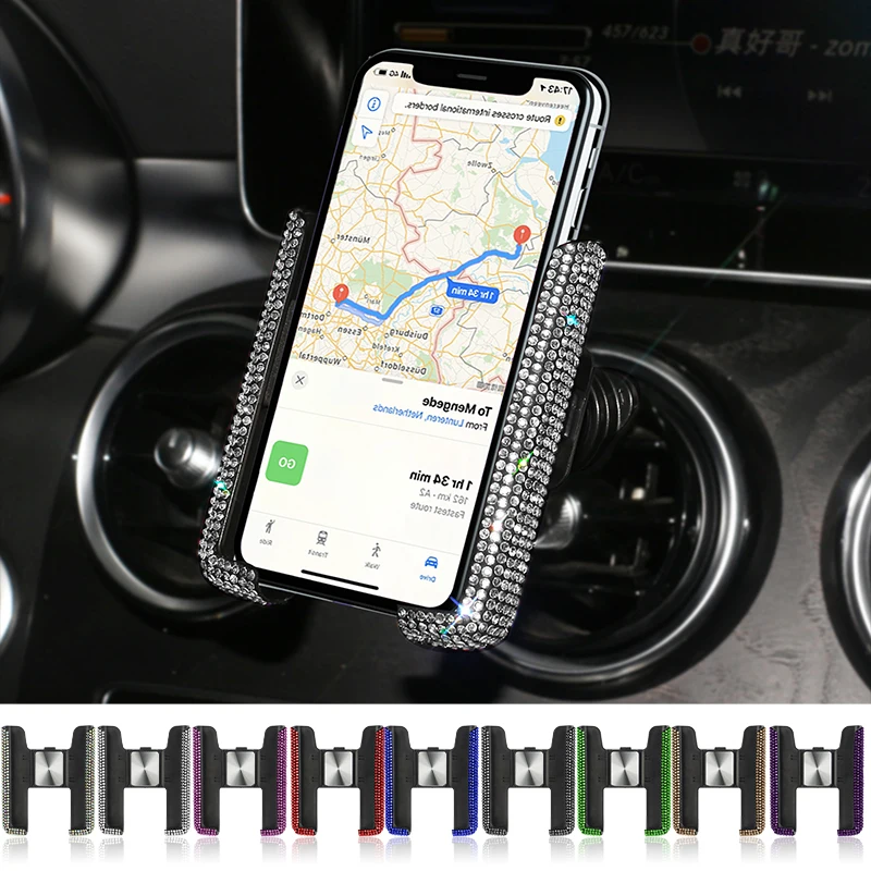 

Upgraded Bling Car Phone Holder Universal Crystal Diamond Auto Air Vent Phone Mount Clip Car Accessories for Smartphone IPhone