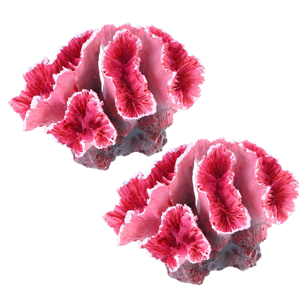 

2 Pcs Aquarium Landscaping Coral Ornament Reef Landscape Adorn Resin Model Fish Tank Decor