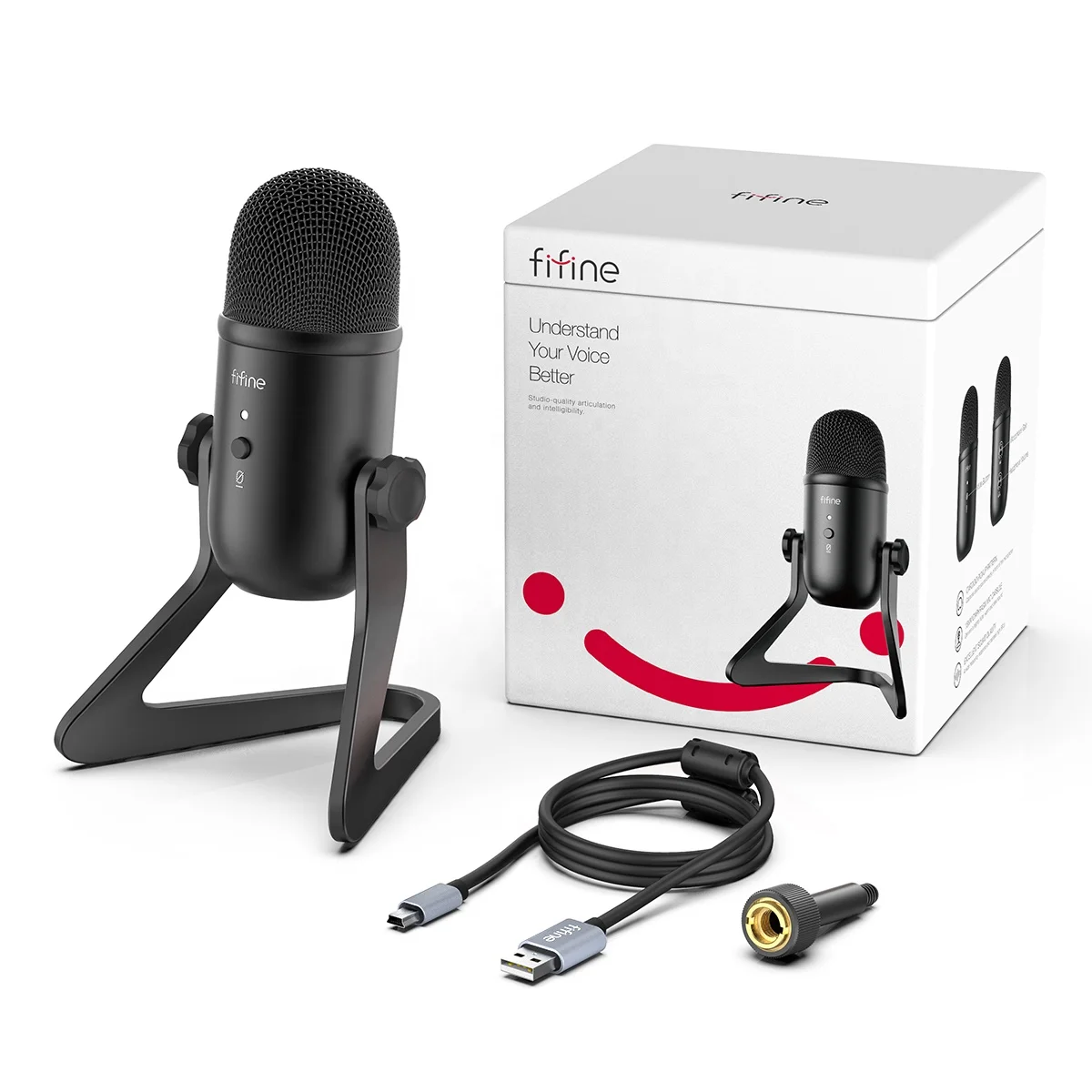 Fifine K678 전문가용 컴퓨터 데스크탑 USB 게이밍 마이크 (음소거 버튼 포함)