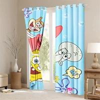 SpongeBob Home Decor Living Room Curtains Bathroom Curtain  Balcony Screen Living Room Bedroom Perforated Cartoon Cute  Blackout 2