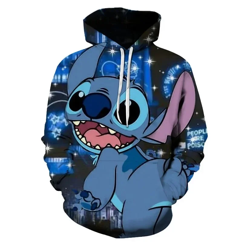 

Disney Lilo Stitch 3D Pullover Hoodies Long Sleeve Sweatshirt Boys Girls Men Women Clothes Parent-child Cartoon Tops Coat