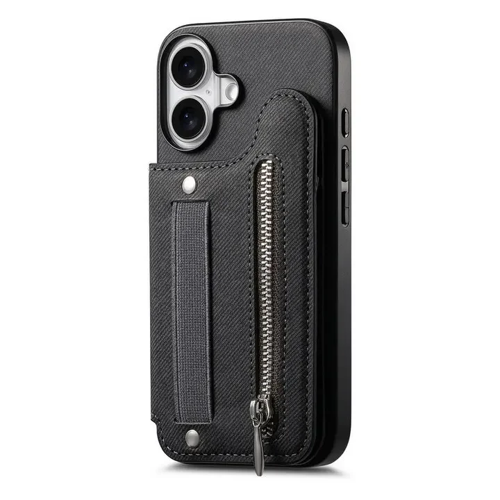 Luxury Leather Wallet Case with RFID Protection and Zipper