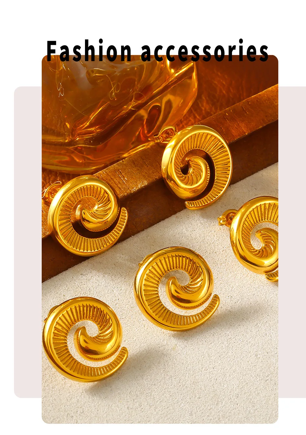 Neue 316 Edelstahl Vergoldete Ohrringe für Frauen Mode Spiralförmige Hohle Luxus-Ohrstecker Hochzeitsschmuck Accessoires – Detail 5