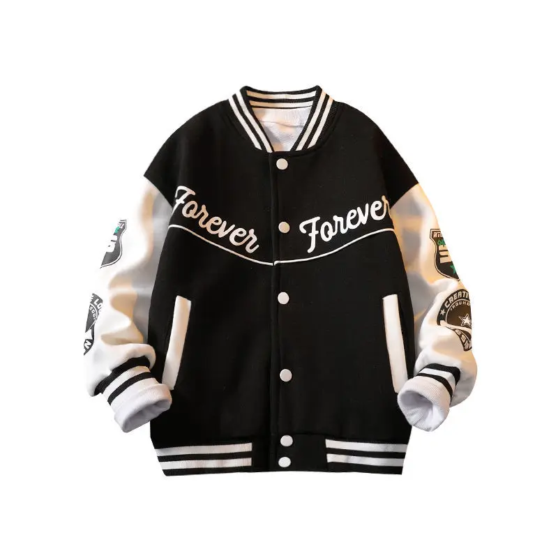 

Baby Boys Teens Baseball Jackets Oversized Spring Autumn Toddler Kids Green Black Letter Print Coat Sport Outwear 5 To 15 Years