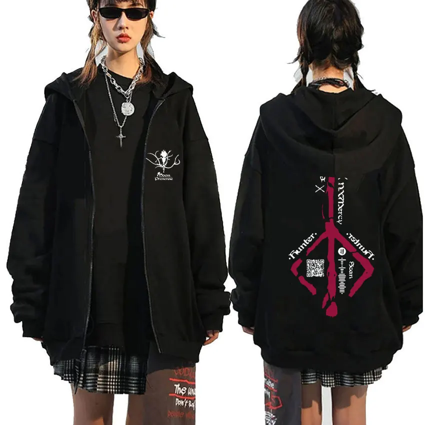Game Bloodborne Zipper Hoodie Horror Hunter Gothic Oversized Zip Up Jacket Men Casual Cotton Zip Sweatshirt Unisex Streetwear