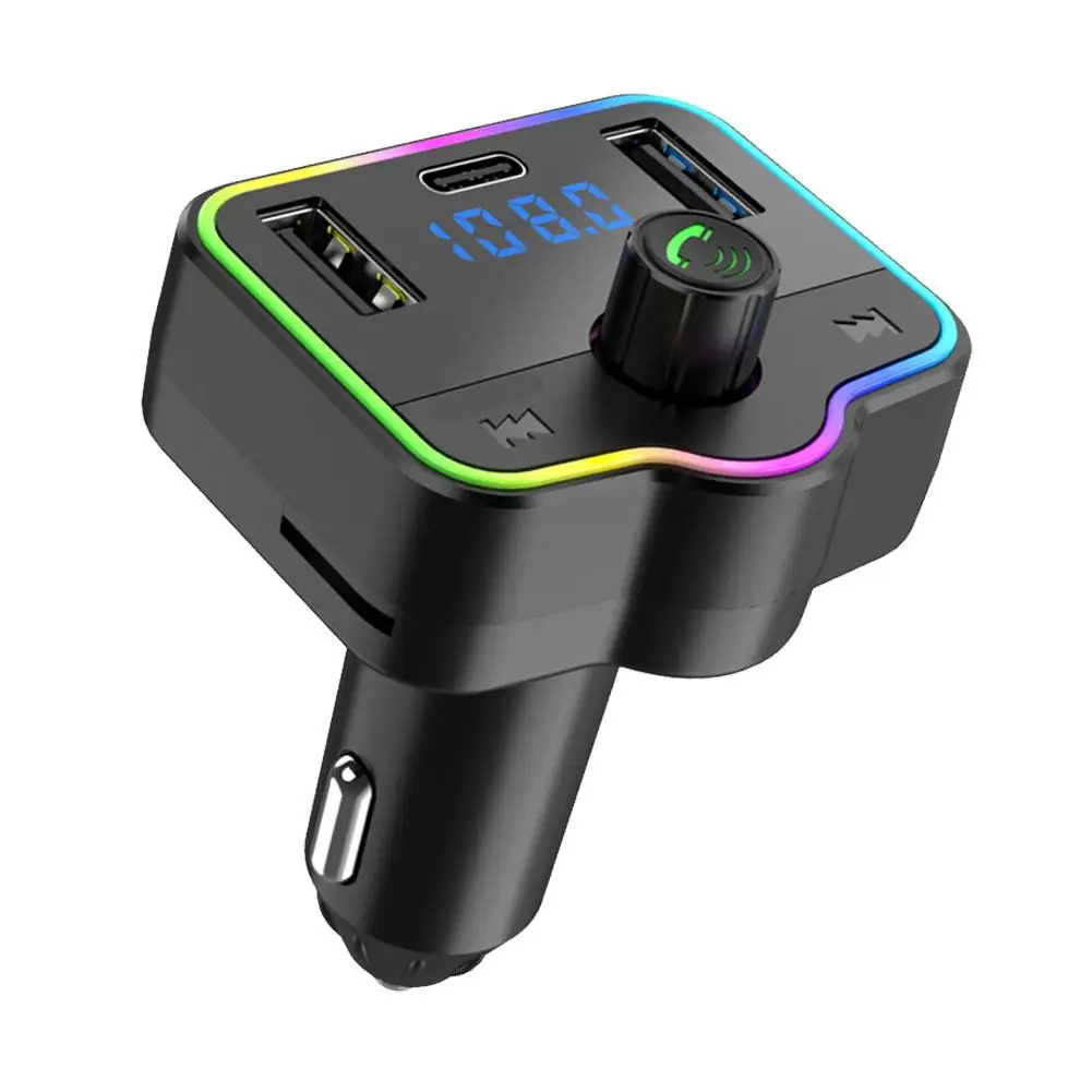 

Car Hands-Free Bluetooth 5.0 FM Transmitter Kit With Adapter Charger MP3 Dual Transmitter And USB FM Wireless Player L5C6