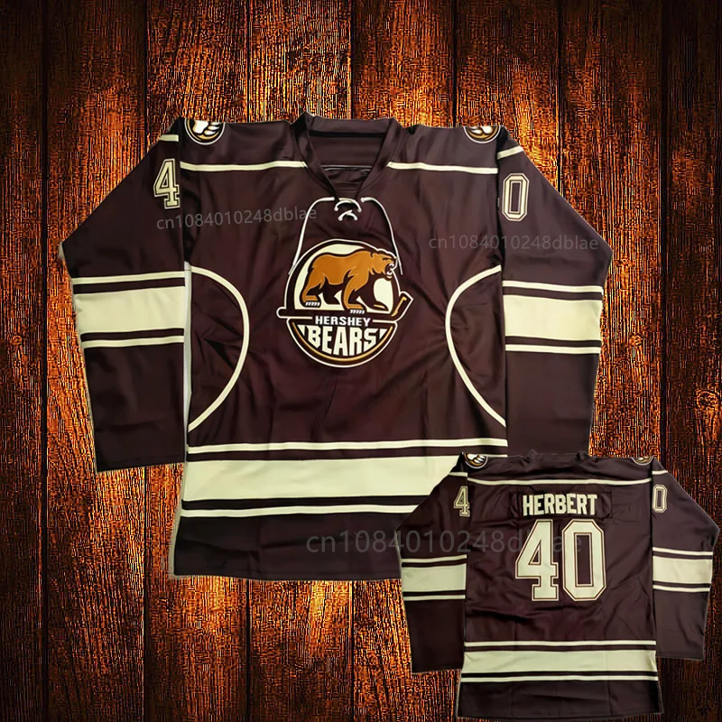 Vintage 2015 Hershey Bears 40 Caleb Herbert Chris Bourque Embroidery Hockey Jersey Youth Kids Adult Any Size And name 045 ice hockey jerseys