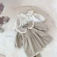 Mädchen Cord Kleid mit Weißem Kragen – Bild 2