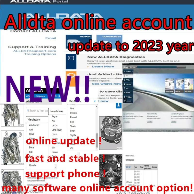 

2024 alldata Online Account for auto repair informations Alldata All Data Workshop Repair Software support Phone Android system