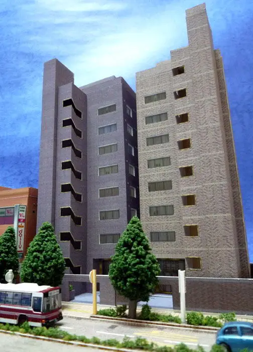 1:150 N-Scale Japanese Building Diorama scene 3D Paper Model DIY Handmade Ornaments high-rise apartment building