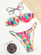  COOBBU Leopard Bikini Sets Halter CUP Swimwear Sexy Bikinis Patchwork Swimsuit Women 2022 Bathing Suit Solid Beachwear Biquini 