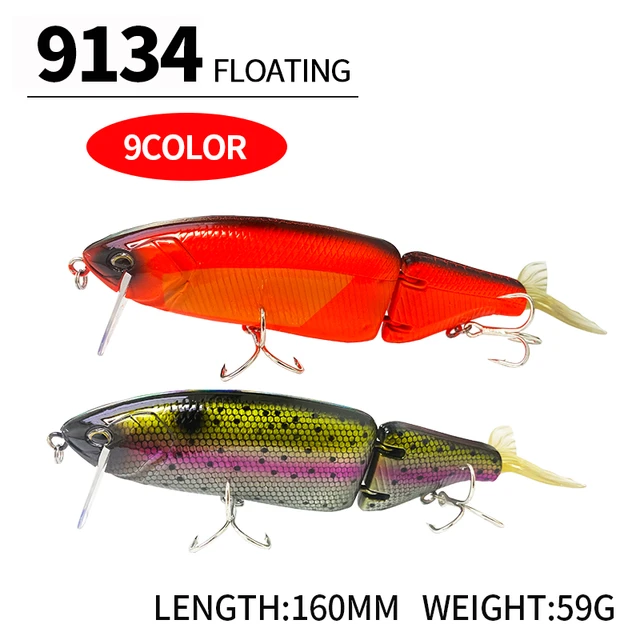 160mm 59g 2 Section Multi Jointed Big Minnow Fishing Lures Silicone Tail  Lifelike Artificial Hard Bait Wobbler Plastic Swimbait