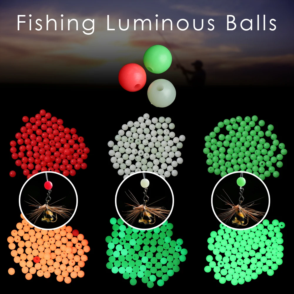 Fishing Accessories 100Pcs/Bag 4/5/6/8mm Fishing Floats Beads Glowing Balls Buoy Luminous Light Night Sea