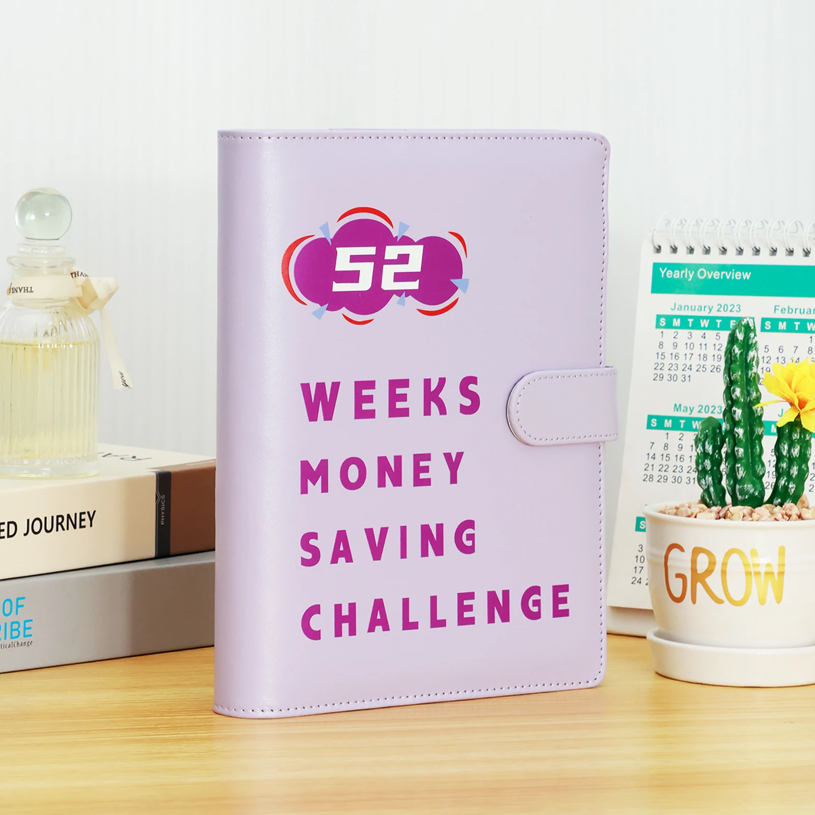 52 Week Money Saving Challenge Binder Reusable PU Budget Binder Book with Cash Envelopes and Stickers Money Saving
