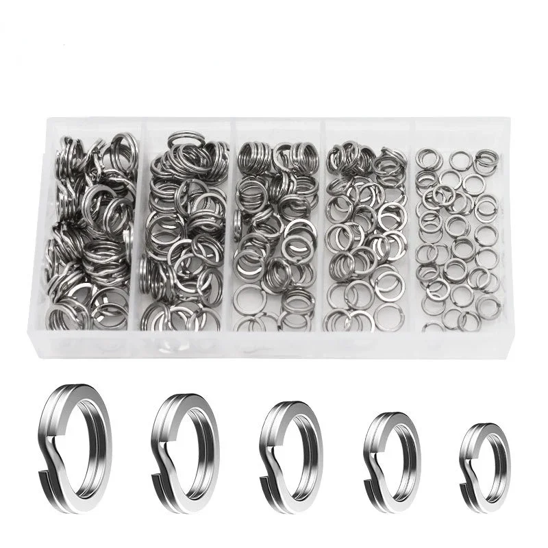Lfemro 200 Piezas De Acero Inoxidable Anillos Divididos Anillo De Señuelo De Pesca De Agua Salada Terminal Conector De Aparejos Aplanado Hyper Wire Bucle De Agua Dulce