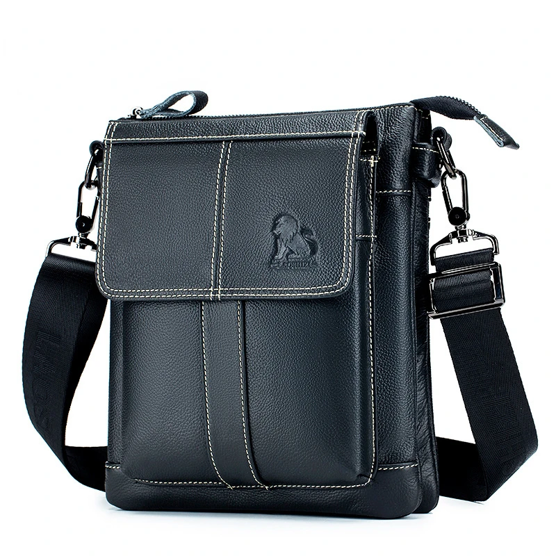 Men's Leather Crossbody Bag First Layer Cowhide Single Shoulder Bag Men's Retro Large Capacity Multi-functional Crossbody Bag