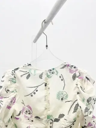 

Женская одежда 2024, Модный укороченный топ с цветочным принтом и рукавами, весна-лето, новинка 0502