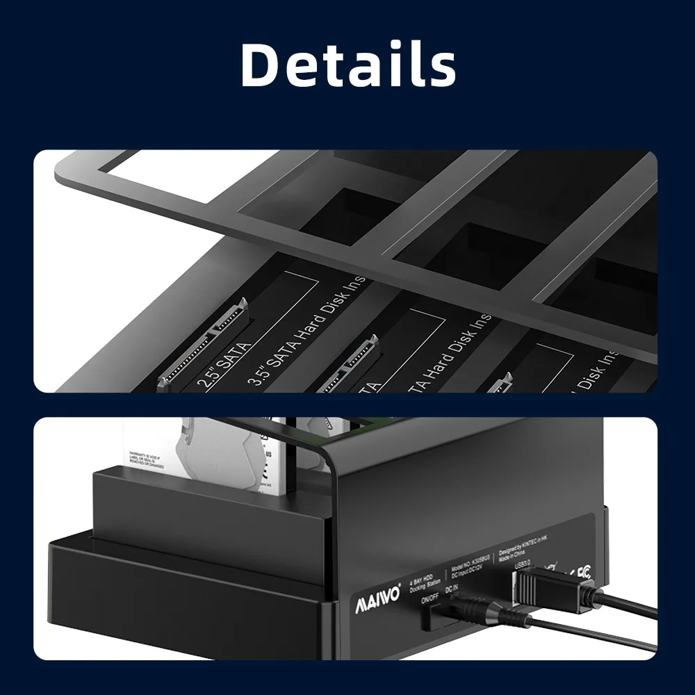 Hard Drive Enclosure 4 Bay Sata to USB 3.0 External Multi-Bay 2.5&3.5 Inch HDD SDD Docking Station Hard Disk Box For Pc