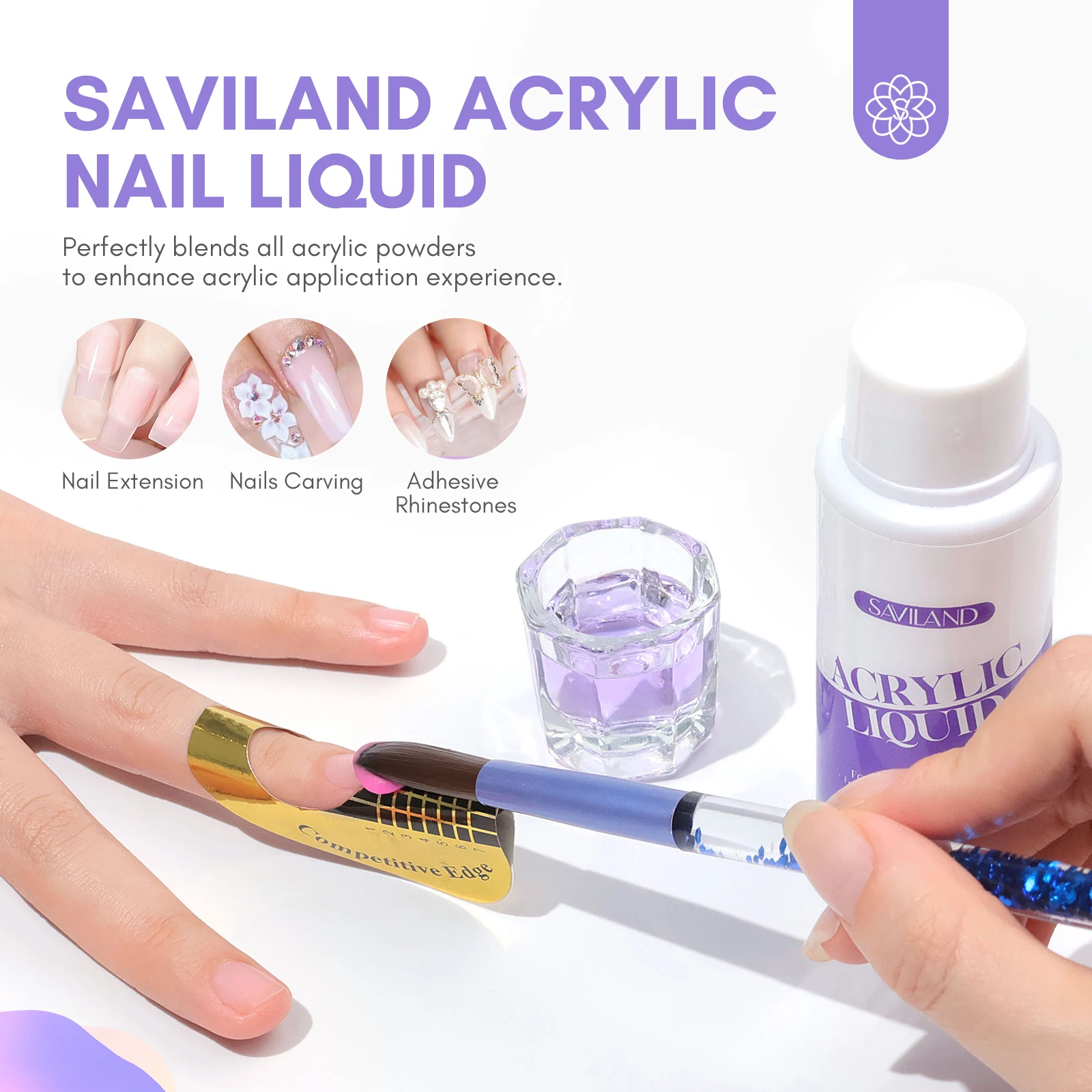 Nail Acrylic Liquid Nail Kit Manicure Tools Nail Tools Saviland Nail Acrylic Liquid Set Nail Crystal Liquid with Pen Cup For Nails Extension Carving Beginner Tool Kit