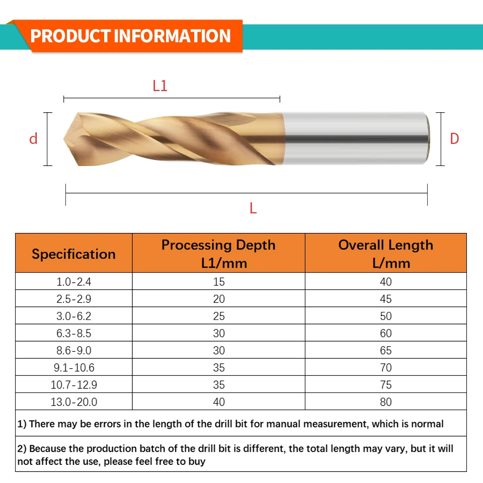 Carbide Drill Bits HRC55&deg; Tungsten Steel CNC Lathe Stainless Steel Drilling Hard Metalworking Tools 0.5-20.0mm