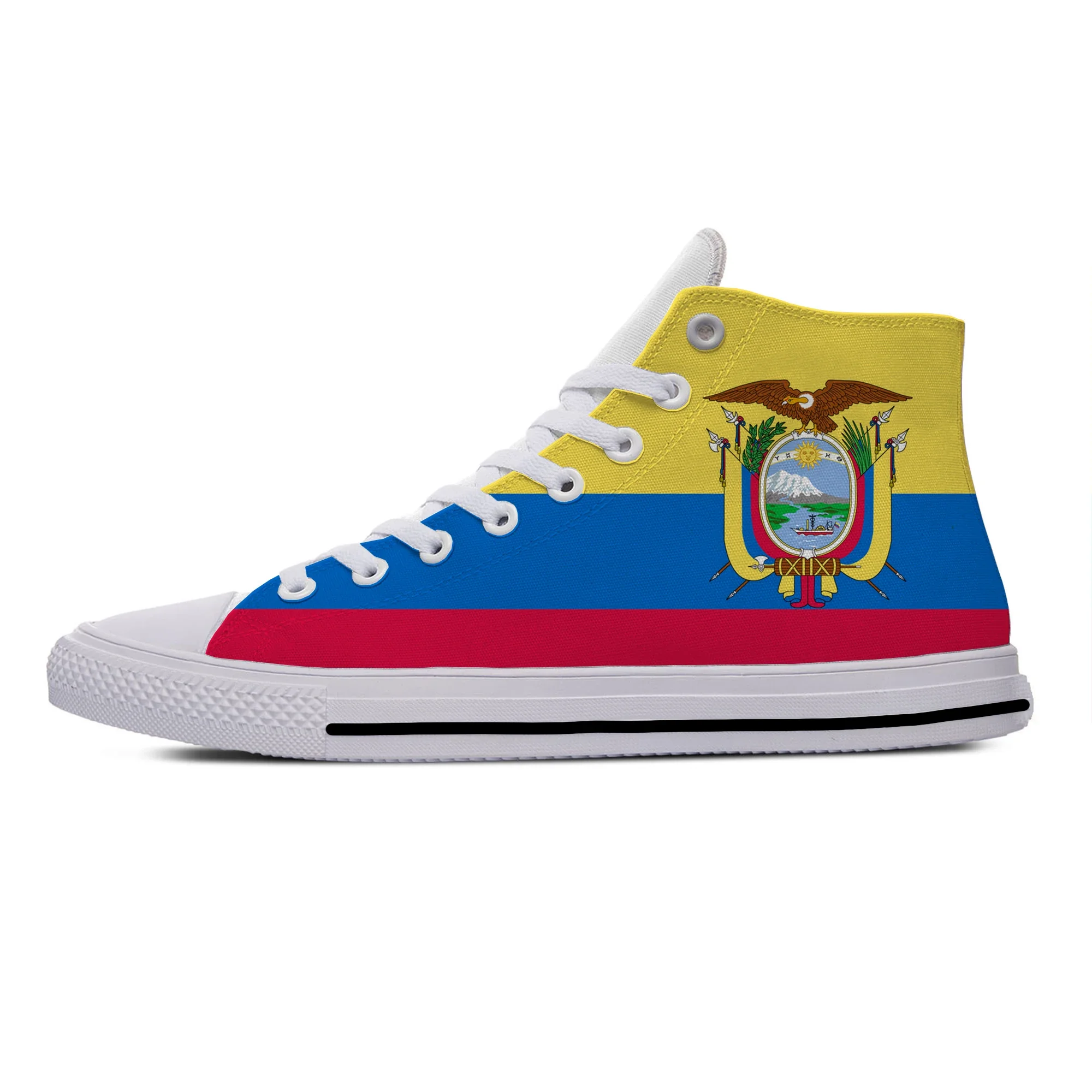 Hot Cool Ecuador Flag Cool Fashion Popular Patriotic Casual Shoes High Top Breathable Board Shoes Men Women Lightweight Sneakers