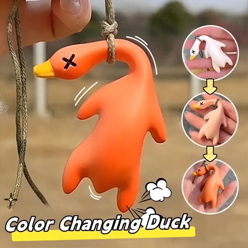 New Car Mounted Color Changing Roast Duck Pendant Car Soft Rubber Harmless Rearview Mirror Auto Decoration Cute Swing Lanyard